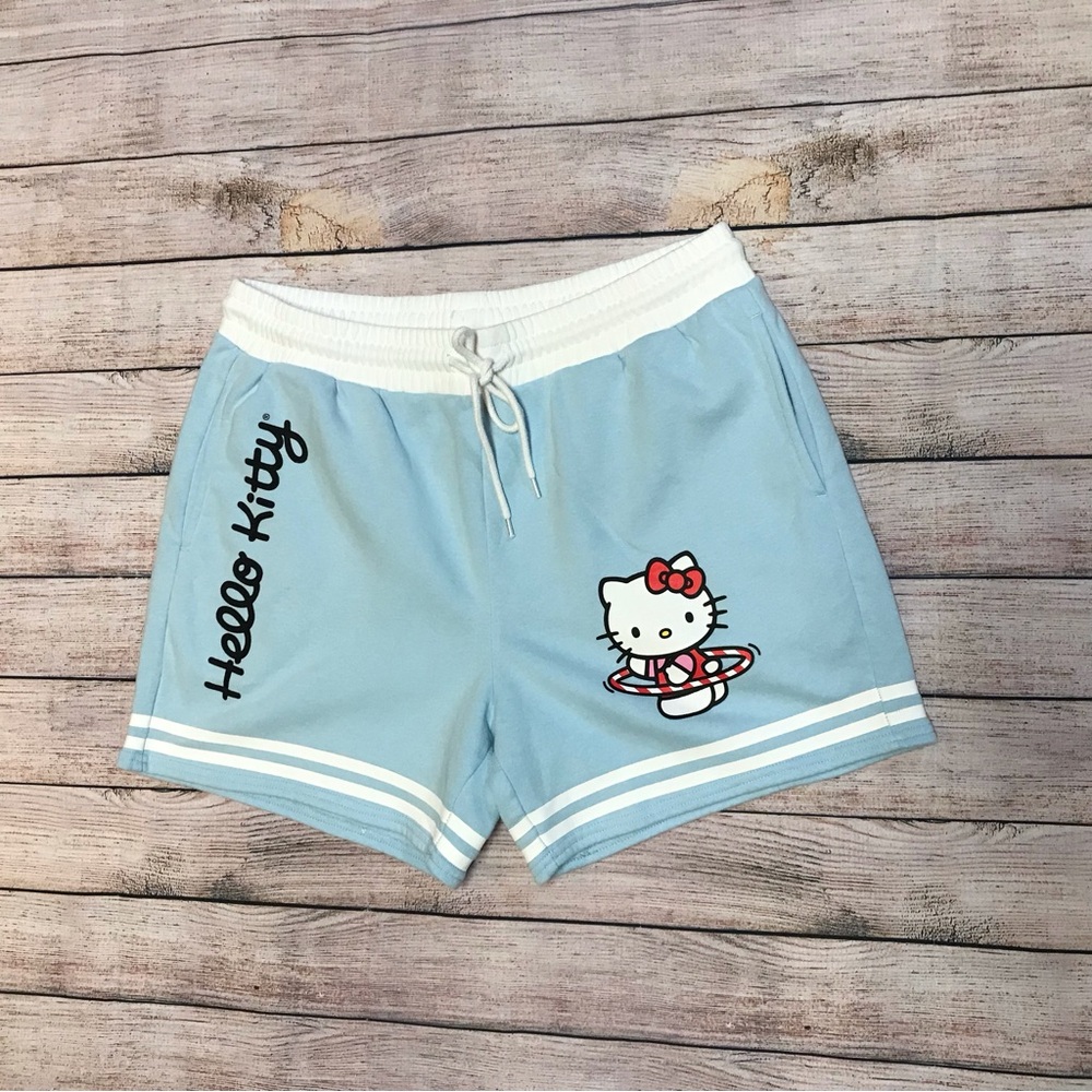 Hello Kitty White and Light Blue XL Lounge Shorts